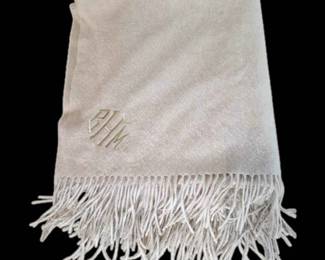 Fort 100 Cashmere Monogrammed Throw Shawl 50 X 64 