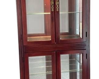 Cherry Cabinet With Beveled Glass, Mirror, Lighting