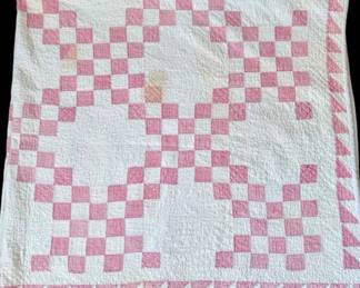 Double Irish Chain Handsewn Quilt 79 x 74 