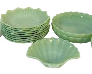 Fire King Jadeite Lotus Bowls, Ashtray, More