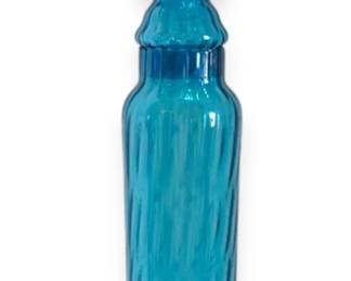 004 Italian Empoli Blue Optic Glass Genie Bottle 23 Tall