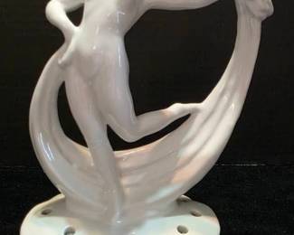 Art Nouveau Ceramic Nude Lady Flower Frog
