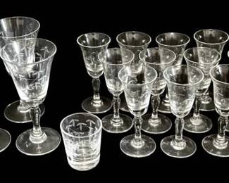 Etched Bamboo Wine Glasses, Shot Glass, Cordial Glasses
