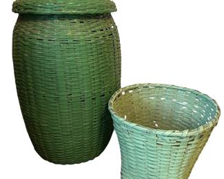 Green Wicker Hamper Basket 