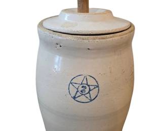Antique Blue Star 2 Stoneware Butter Churn