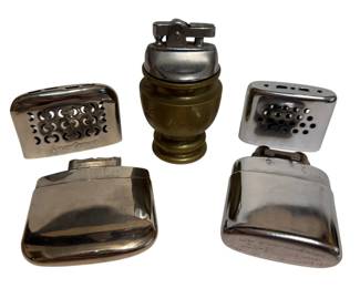Five Vintage Lighters Brass Table Top Style More