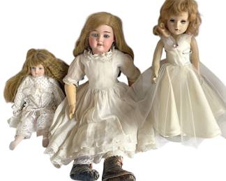 Three Vintage Antique Dolls Including Madame Alexander Bridal Doll