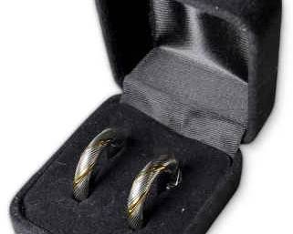 18k White Yellow Gold Twisted Hoop Earrings 2.63g