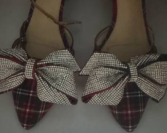 Plaid & rhinestone shoes NEW