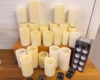 Large assortment of flameless candles