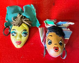 Two unique vintage pins artisan made one is a nut
