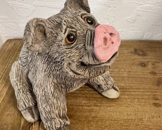 Cool heavy crafted pig with quizzical eyes