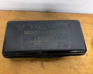 Vintage metal medicated charcoal box