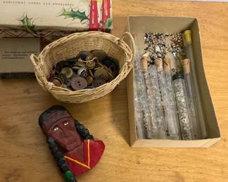 Vintage craft items and artisan scarf slide