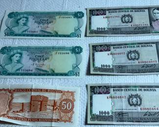 Assortment of foreign bills