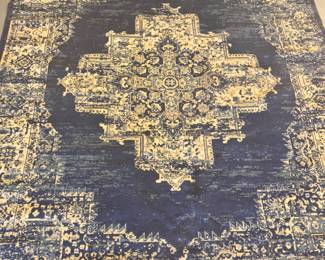Low pile blue rug