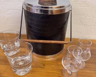 Vintage ice bucket with newer glasses