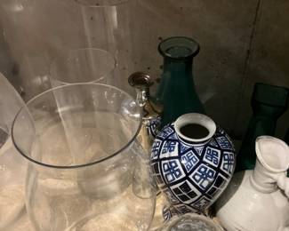 Hurricane lamps and glass candle holders