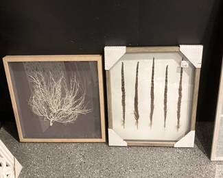 Shadowbox with decorative flowers, inside and stems