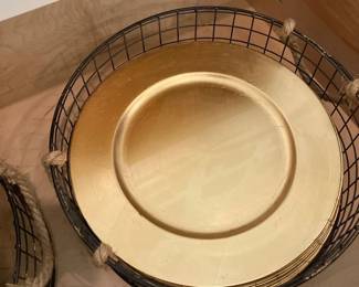 Chargers in a decorative basketb