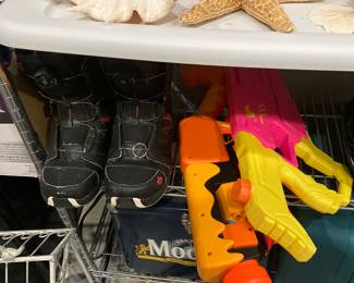 Nerf guns ,leaf blower ,ski boots