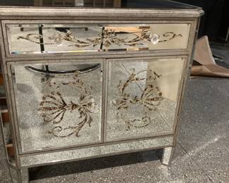 Mirrored two draw and two door cabinet great for small dinning areas good storage