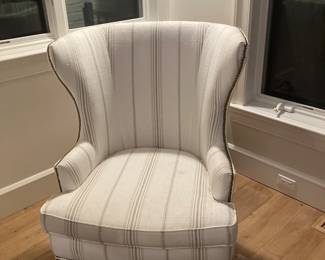 Grey plaid pottery barn wing chairs great great style great condition