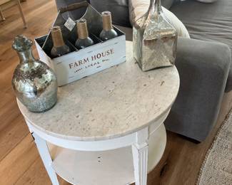 Farm house bottle holder and mercury glass decorative pieces