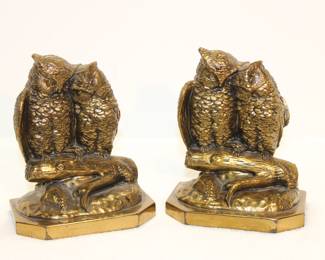 Beautiful Brass Plated Owl Bookends