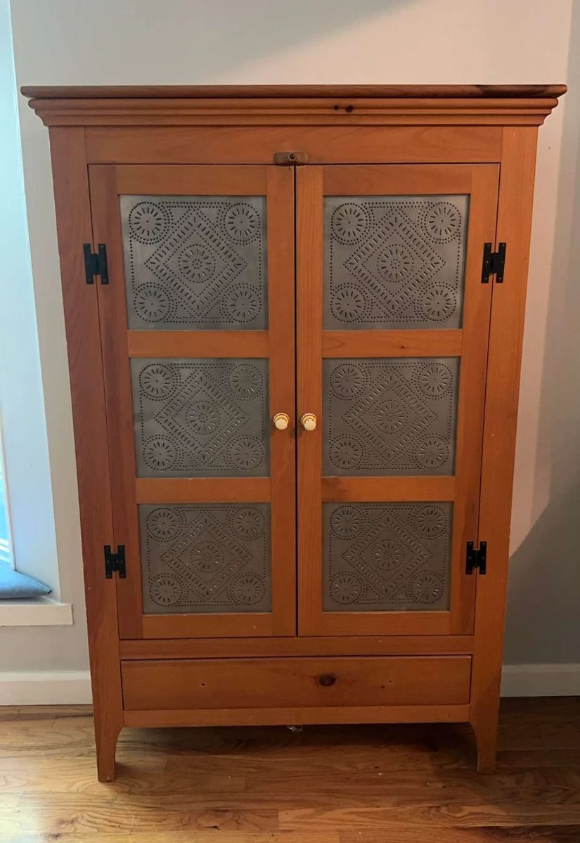  01 Pine Pie Safe With Tin Punched Front Panels
