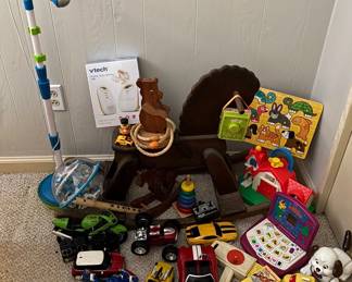 Vintage Fisher Price, Remote Conteol Cars, Wood Toys, Rocking Horse, Vtech Monitor, Microphone