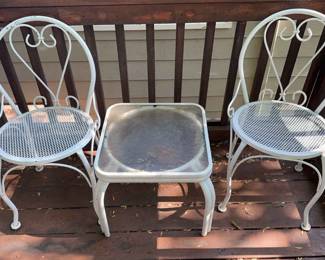 Glass And Metal Side Table And Chairs