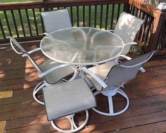 Patio Table With 4 Swivel Chairs And Ottoman 
