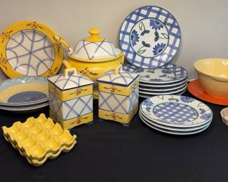  06 Blue And Yellow Kitchen Items Including Jay Willfred
