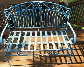 Blue Painted Iron Bench