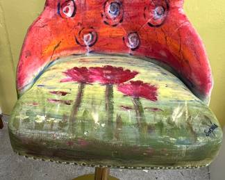 Painted bar chair by mixed medium artist Sophie Pace