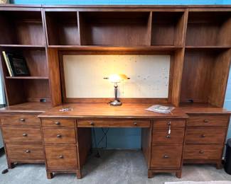 Large book shelves and desk unit