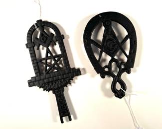 Cast iron trivets- Shriners emblem on both
