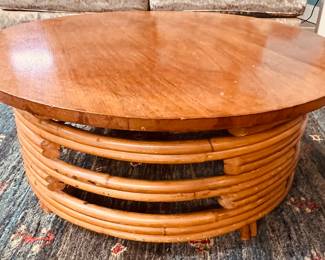 Awesome mid-century circular bamboo coffee table. More mid-century pieces in this sale.