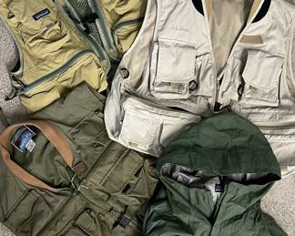 Name brand fishing vests and coats, like new
