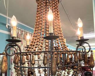Awesome beaded wooden chandelier!
