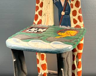 Handcarved, painted Noah's Ark child’s chair