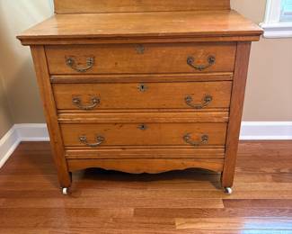 Antique 3-Drawer Dresser W/ Mirror