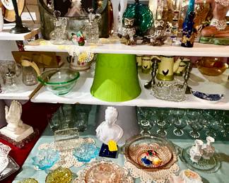 Vintage glassware, porcelain collectibles