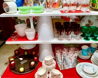 Vintage glassware, porcelain collectibles