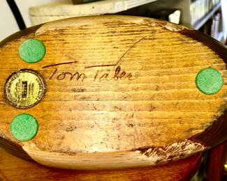 Ducks Unlimited wooden duck decoy by Tom Taber bottom marking