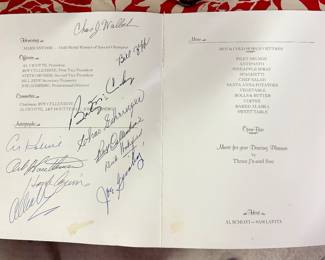 Vintage 1976 Detroit Tiger Alumni Association, Second Annual Dinner Dance program/menu with baseball player autographs including Al Kaline