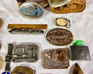 Misc. vintage belt buckles including a Nazi belt buckle