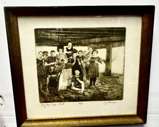 1904 "By the Sea" etching, 9/30, signed J. Hahn