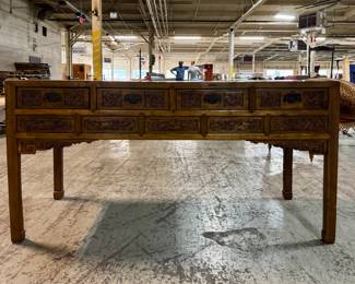 Reproduction Hand-Carved Asian Console Table. Photo 1 of 3.